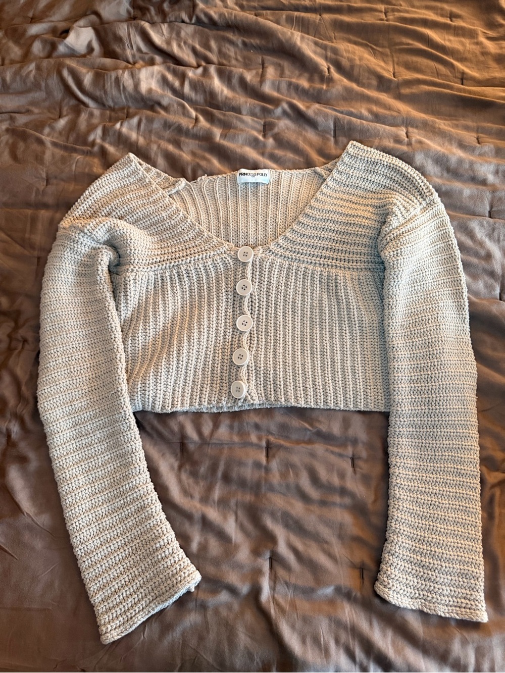 Princess Polly Maela Knit Cardigan Mocha - Picture 7 of 10